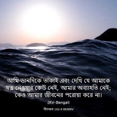 Picture 03 - গীতমালা 142:4 BENIRV - আমি ডানদিকে তাকাই - Bible Verse Picture