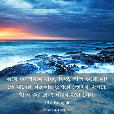 Picture 03 - গীতমালা 4:4 BENIRV - ভয়ে কম্পমান থাক, - Bible Verse Picture