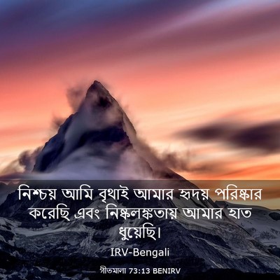 Picture 03 - গীতমালা 73:13 BENIRV - নিশ্চয় আমি বৃথাই - Bible Verse Picture