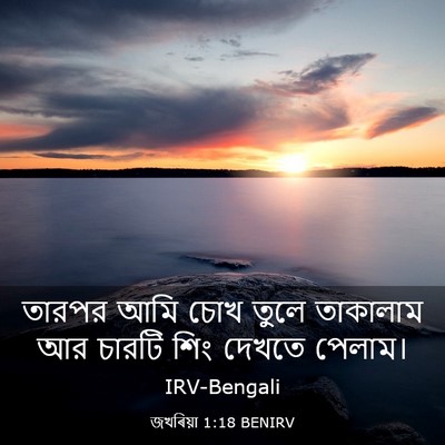 Picture 03 - জখৰিয়া 1:18 BENIRV - তারপর আমি চোখ তুলে - Bible Verse Picture