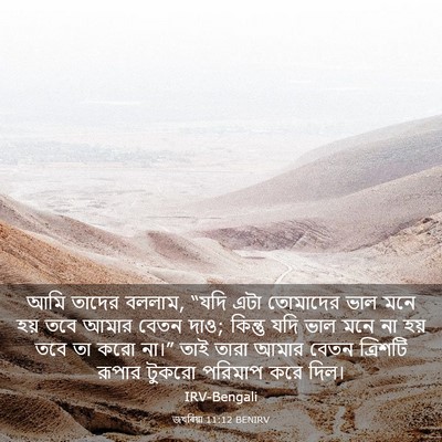 Picture 03 - জখৰিয়া 11:12 BENIRV - আমি তাদের বললাম, - Bible Verse Picture