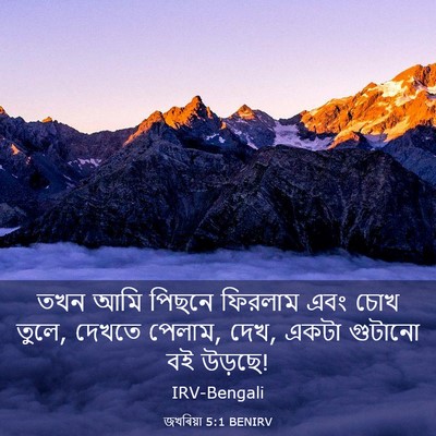 Picture 03 - জখৰিয়া 5:1 BENIRV - তখন আমি পিছনে - Bible Verse Picture