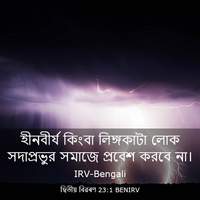 Picture 03 - দ্বিতীয় বিৱৰণ 23:1 BENIRV - হীনবীর্য কিংবা - Bible Verse Picture