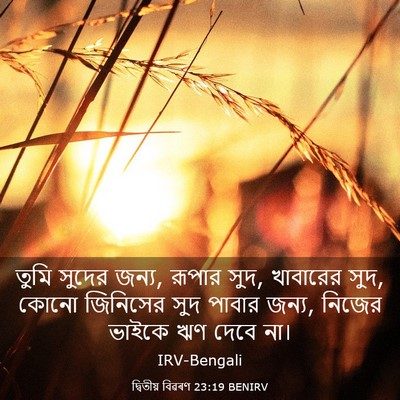 Picture 03 - দ্বিতীয় বিৱৰণ 23:19 BENIRV - তুমি সুদের জন্য, - Bible Verse Picture