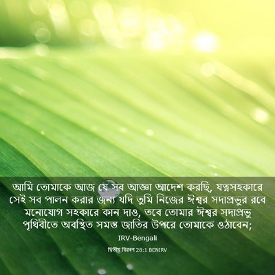Picture 03 - দ্বিতীয় বিৱৰণ 28:1 BENIRV - আমি তোমাকে আজ যে সব - Bible Verse Picture