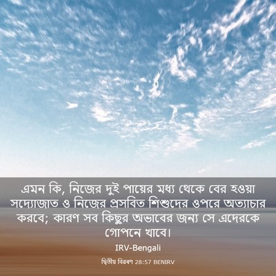 Picture 03 - দ্বিতীয় বিৱৰণ 28:57 BENIRV - এমন কি, নিজের দুই - Bible Verse Picture
