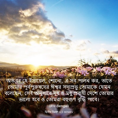 Picture 03 - দ্বিতীয় বিৱৰণ 6:3 BENIRV - অতএব হে ইস্রায়েল, - Bible Verse Picture