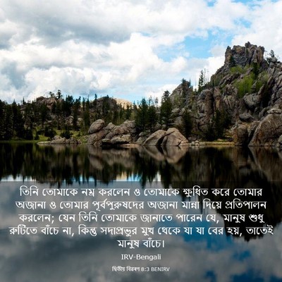 Picture 03 - দ্বিতীয় বিৱৰণ 8:3 BENIRV - তিনি তোমাকে নম্র - Bible Verse Picture