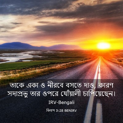 Picture 03 - বিলাপ 3:28 BENIRV - তাকে একা ও নীরবে - Bible Verse Picture