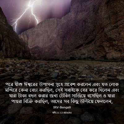 Picture 03 - মথি 21:12 BENIRV - পরে যীশু ঈশ্বরের - Bible Verse Picture