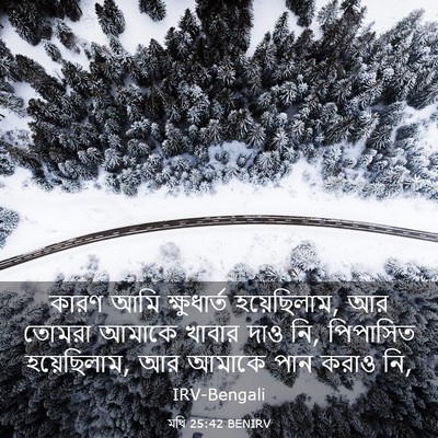 Picture 03 - মথি 25:42 BENIRV - কারণ আমি - Bible Verse Picture