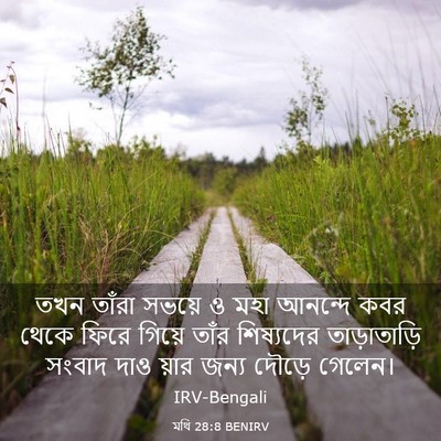 Picture 03 - মথি 28:8 BENIRV - তখন তাঁরা সভয়ে ও - Bible Verse Picture