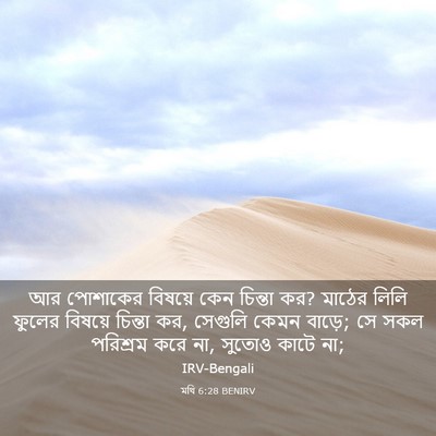 Picture 03 - মথি 6:28 BENIRV - আর পোশাকের বিষয়ে - Bible Verse Picture