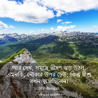 Picture 03 - মথি 8:24 BENIRV - আর দেখ, সমুদ্রে - Bible Verse Picture