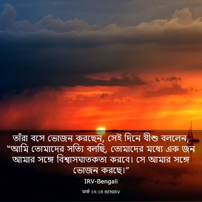 Picture 03 - মার্ক 14:18 BENIRV - তাঁরা বসে ভোজন - Bible Verse Picture