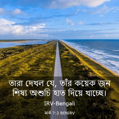 Picture 03 - মার্ক 7:2 BENIRV - তারা দেখল যে, তাঁর - Bible Verse Picture