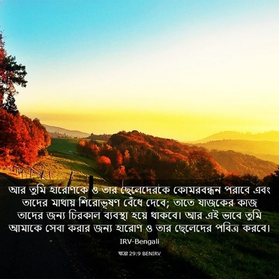 Picture 03 - যাত্ৰা 29:9 BENIRV - আর তুমি হারোণকে ও - Bible Verse Picture