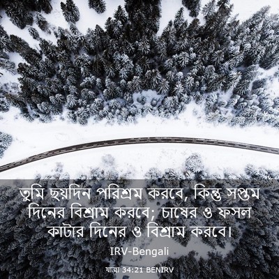 Picture 03 - যাত্ৰা 34:21 BENIRV - তুমি ছয়দিন - Bible Verse Picture