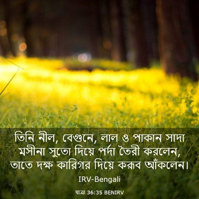 Picture 03 - যাত্ৰা 36:35 BENIRV - তিনি নীল, বেগুনে, - Bible Verse Picture