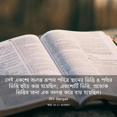 Picture 03 - যাত্ৰা 38:27 BENIRV - সেই একশো তালন্ত - Bible Verse Picture