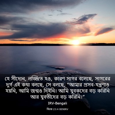 Picture 03 - যিচয়া 23:4 BENIRV - হে সীদোন, লজ্জিত - Bible Verse Picture