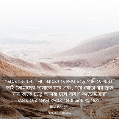 Picture 03 - যিচয়া 30:16 BENIRV - তোমরা বললে, “না, - Bible Verse Picture