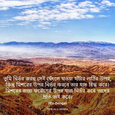 Picture 03 - যিচয়া 36:6 BENIRV - তুমি নির্ভর করছ - Bible Verse Picture