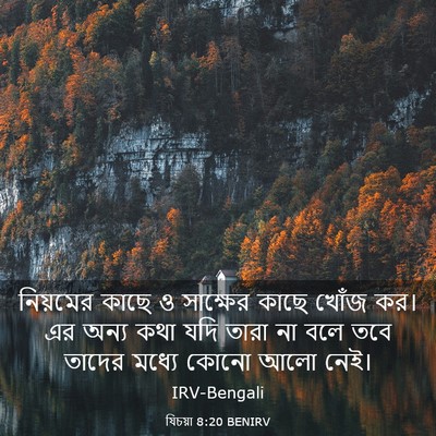 Picture 03 - যিচয়া 8:20 BENIRV - নিয়মের কাছে ও - Bible Verse Picture