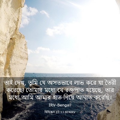Picture 03 - যিহিষ্কেল 22:13 BENIRV - তাই দেখ, তুমি যে - Bible Verse Picture