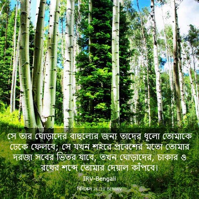 Picture 03 - যিহিষ্কেল 26:10 BENIRV - সে তার ঘোড়াদের - Bible Verse Picture