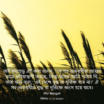 Picture 03 - যিৰিমিয়া 14:15 BENIRV - তাই সদাপ্রভু এই - Bible Verse Picture