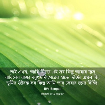 Picture 03 - যিৰিমিয়া 27:6 BENIRV - তাই এখন, আমি নিজে - Bible Verse Picture