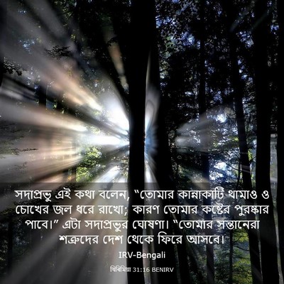 Picture 03 - যিৰিমিয়া 31:16 BENIRV - সদাপ্রভু এই কথা - Bible Verse Picture