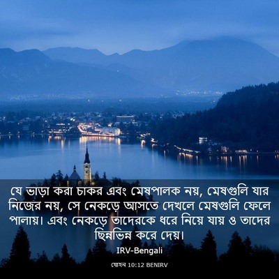 Picture 03 - যোহন 10:12 BENIRV - যে ভাড়া করা চাকর - Bible Verse Picture