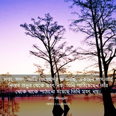 Picture 03 - যোহন 13:16 BENIRV - সত্য, সত্য, আমি - Bible Verse Picture