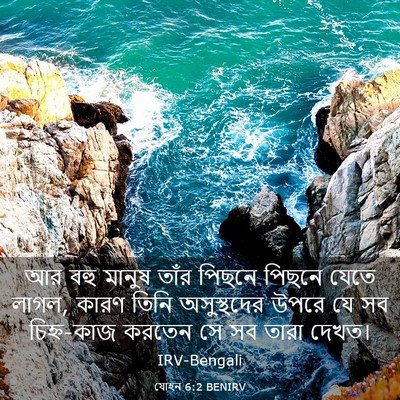 Picture 03 - যোহন 6:2 BENIRV - আর বহু মানুষ তাঁর - Bible Verse Picture