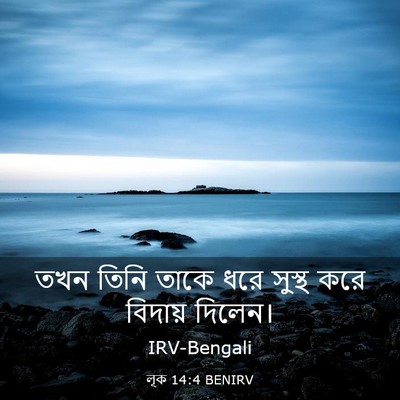 Picture 03 - লূক 14:4 BENIRV - তখন তিনি তাকে ধরে - Bible Verse Picture