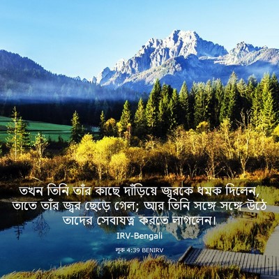 Picture 03 - লূক 4:39 BENIRV - তখন তিনি তাঁর কাছে - Bible Verse Picture