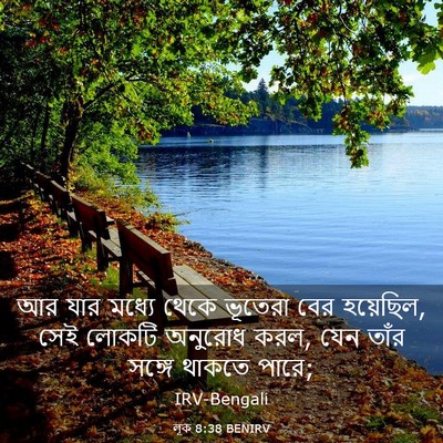 Picture 03 - লূক 8:38 BENIRV - আর যার মধ্যে থেকে - Bible Verse Picture