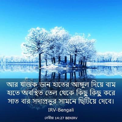 Picture 03 - লেবীয়া 14:27 BENIRV - আর যাজক ডান হাতের - Bible Verse Picture