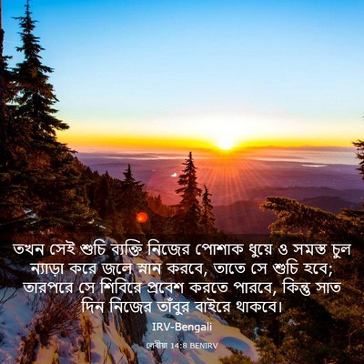 Picture 03 - লেবীয়া 14:8 BENIRV - তখন সেই শুচি - Bible Verse Picture