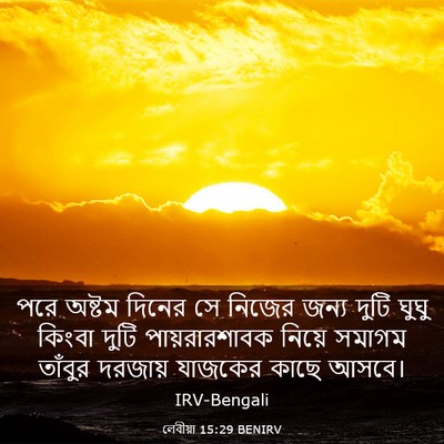Picture 03 - লেবীয়া 15:29 BENIRV - পরে অষ্টম দিনের সে - Bible Verse Picture