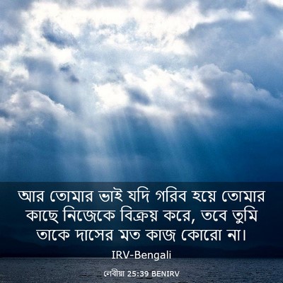 Picture 03 - লেবীয়া 25:39 BENIRV - আর তোমার ভাই যদি - Bible Verse Picture