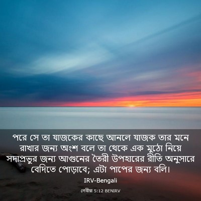 Picture 03 - লেবীয়া 5:12 BENIRV - পরে সে তা যাজকের - Bible Verse Picture