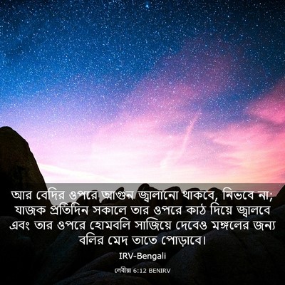 Picture 03 - লেবীয়া 6:12 BENIRV - আর বেদির ওপরে আগুন - Bible Verse Picture