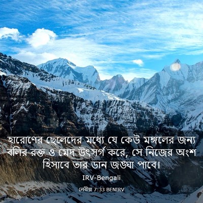Picture 03 - লেবীয়া 7:33 BENIRV - হারোণের ছেলেদের - Bible Verse Picture