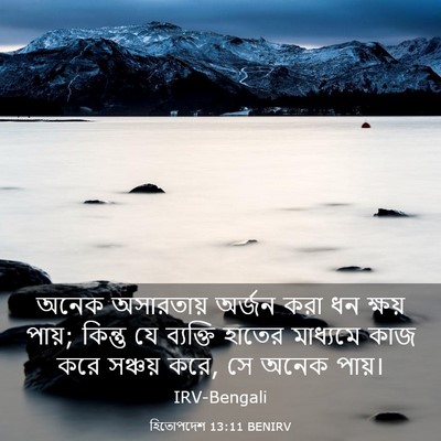 Picture 03 - হিতোপদেশ 13:11 BENIRV - অনেক অসারতায় - Bible Verse Picture