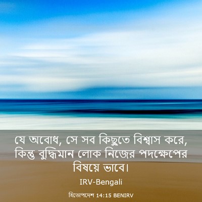 Picture 03 - হিতোপদেশ 14:15 BENIRV - যে অবোধ, সে সব - Bible Verse Picture