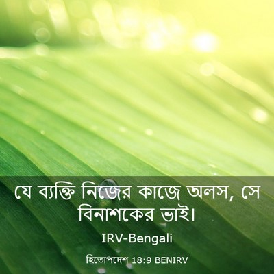 Picture 03 - হিতোপদেশ 18:9 BENIRV - যে ব্যক্তি নিজের - Bible Verse Picture
