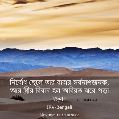 Picture 03 - হিতোপদেশ 19:13 BENIRV - নির্বোধ ছেলে তার - Bible Verse Picture